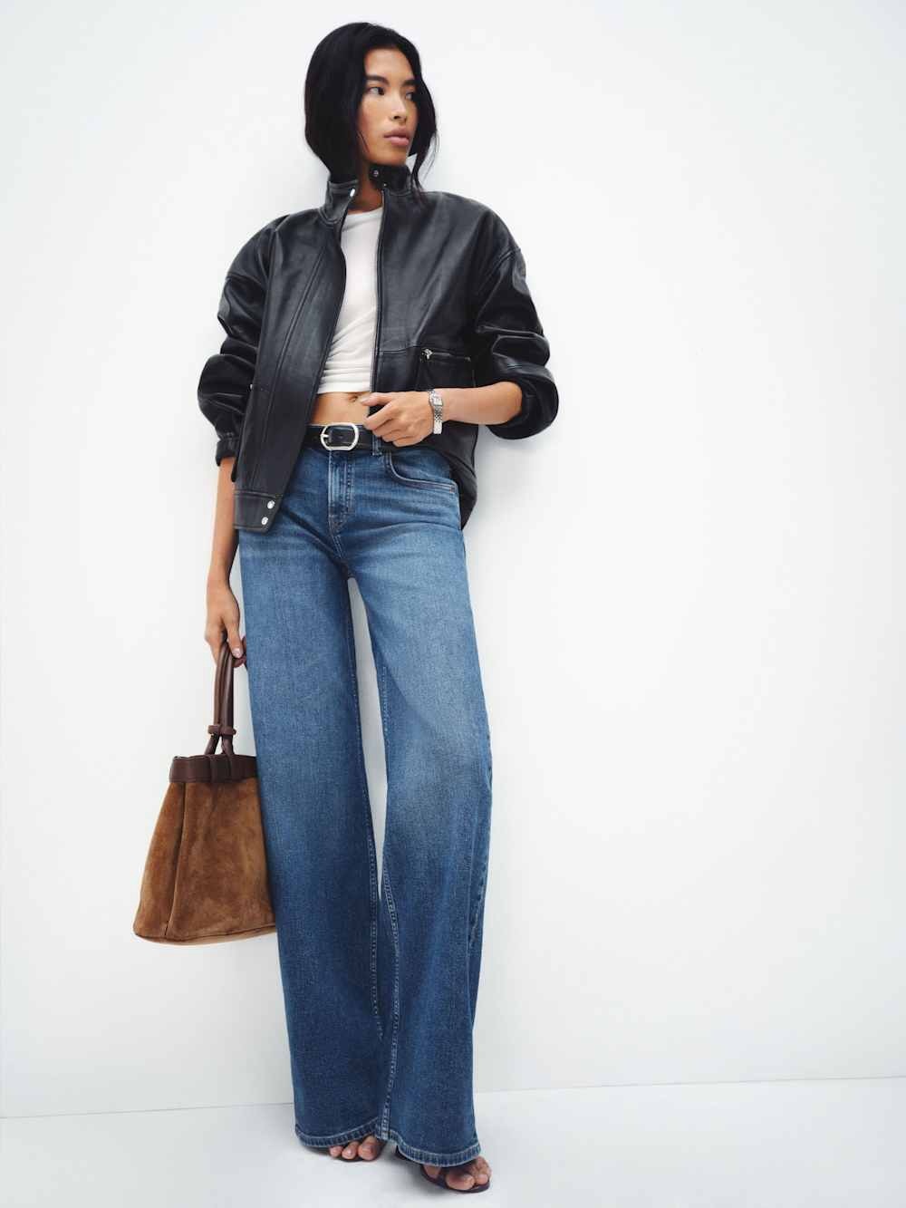 Greta super stretch low-rise wide leg jeans